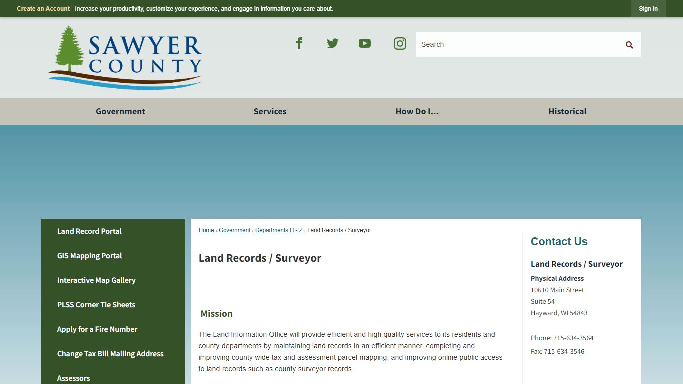 Land Records / Surveyor | Sawyer County, WI